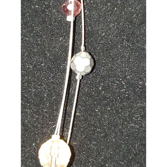 A Rhinestone Pendant Floating Necklace Beaded Fairy Core Minimalist - Picture 3 of 12